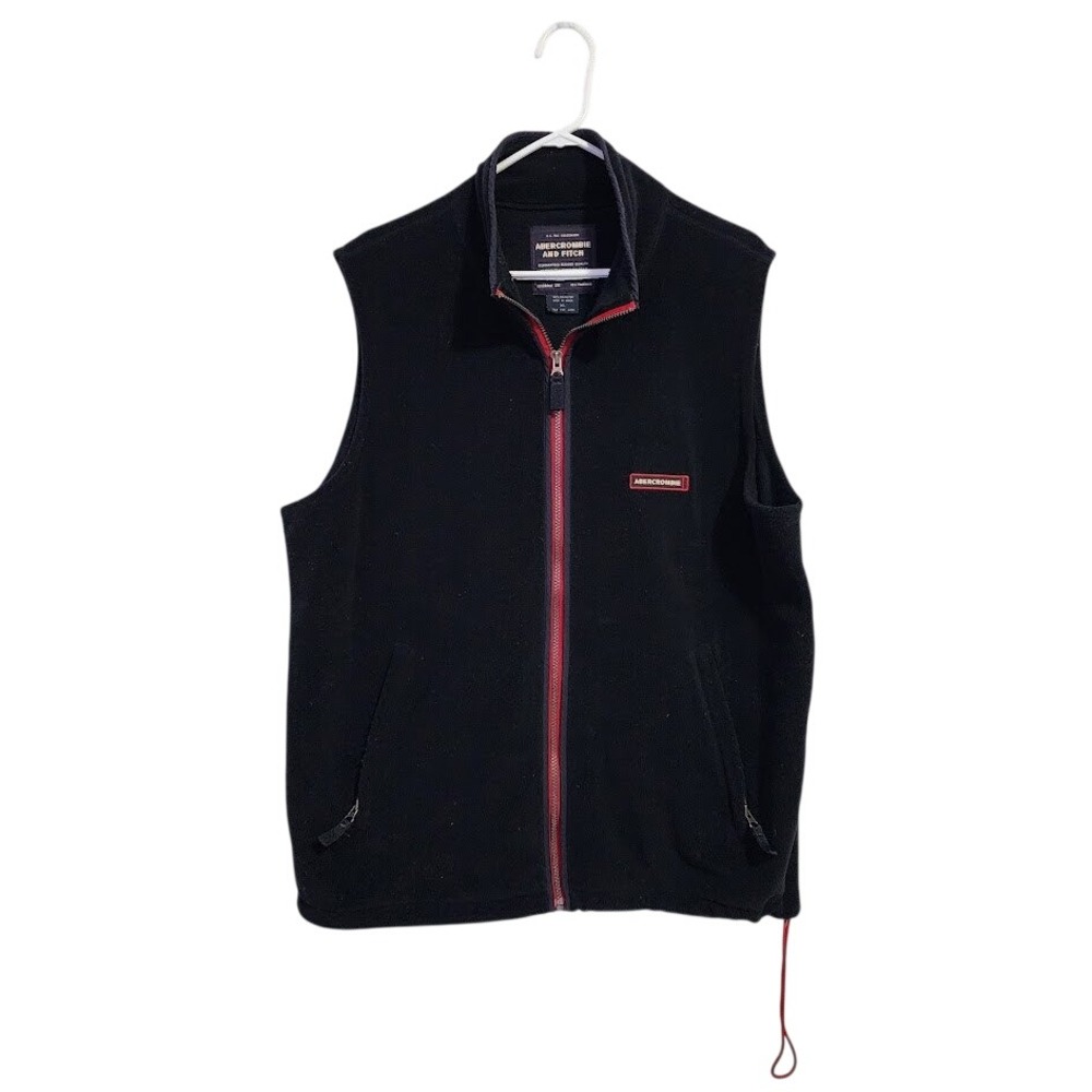 ABERCROMBIE & FITCH Y2K Performance Fleece Vest Red Zip gorpcore hiking XL